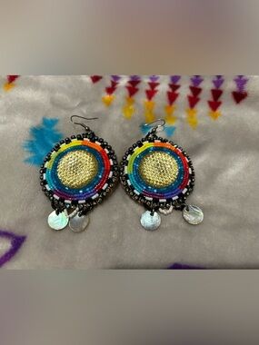 Rainbow beaded earrings